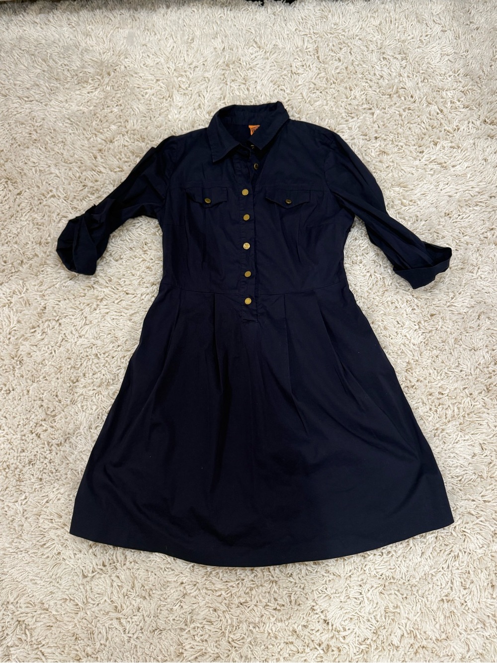 Quarter Sleeve Button Up Shirt Dress